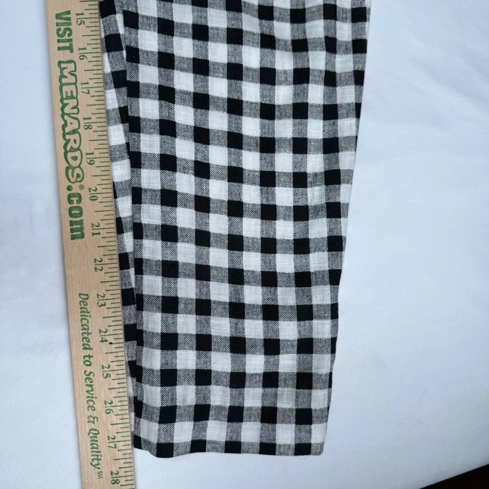 Zara Womens Small Black White Gingham Halter Cutout Linen Blend Jumpsuit Small